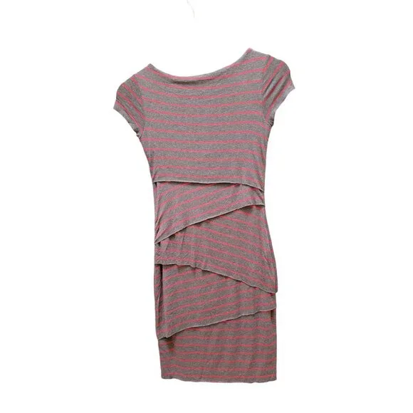 Bailey 44 XS Gray & Pink Striped Tiered Cap Sleeve Dress - Picture 2 of 4